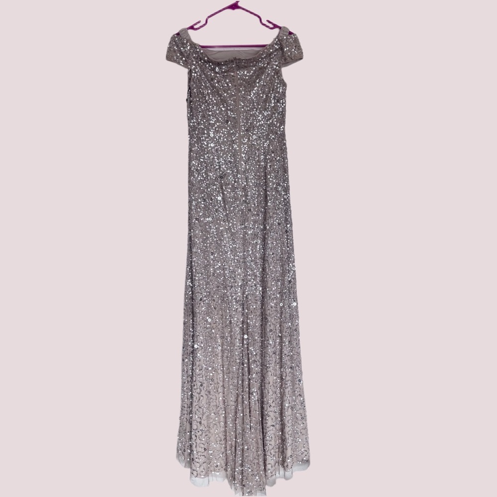 NWT Adrianna Papell Off The Shoulder Sequin Beaded Gown - 6 - Picture 4 of 6
